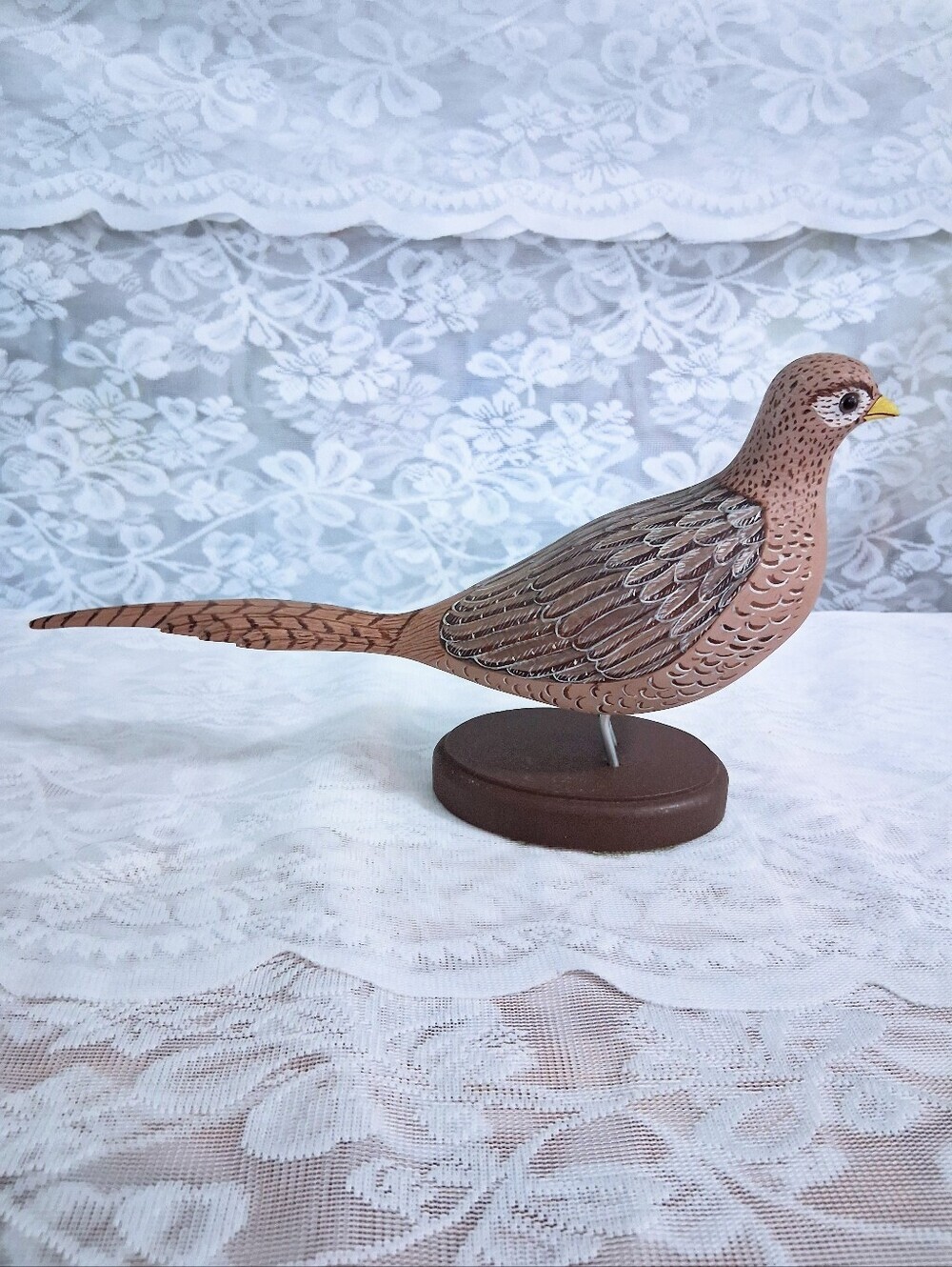 Vintage E. Huddleston Hand Carved China Pheasant Hen Folk Art Bird Oregon 12"